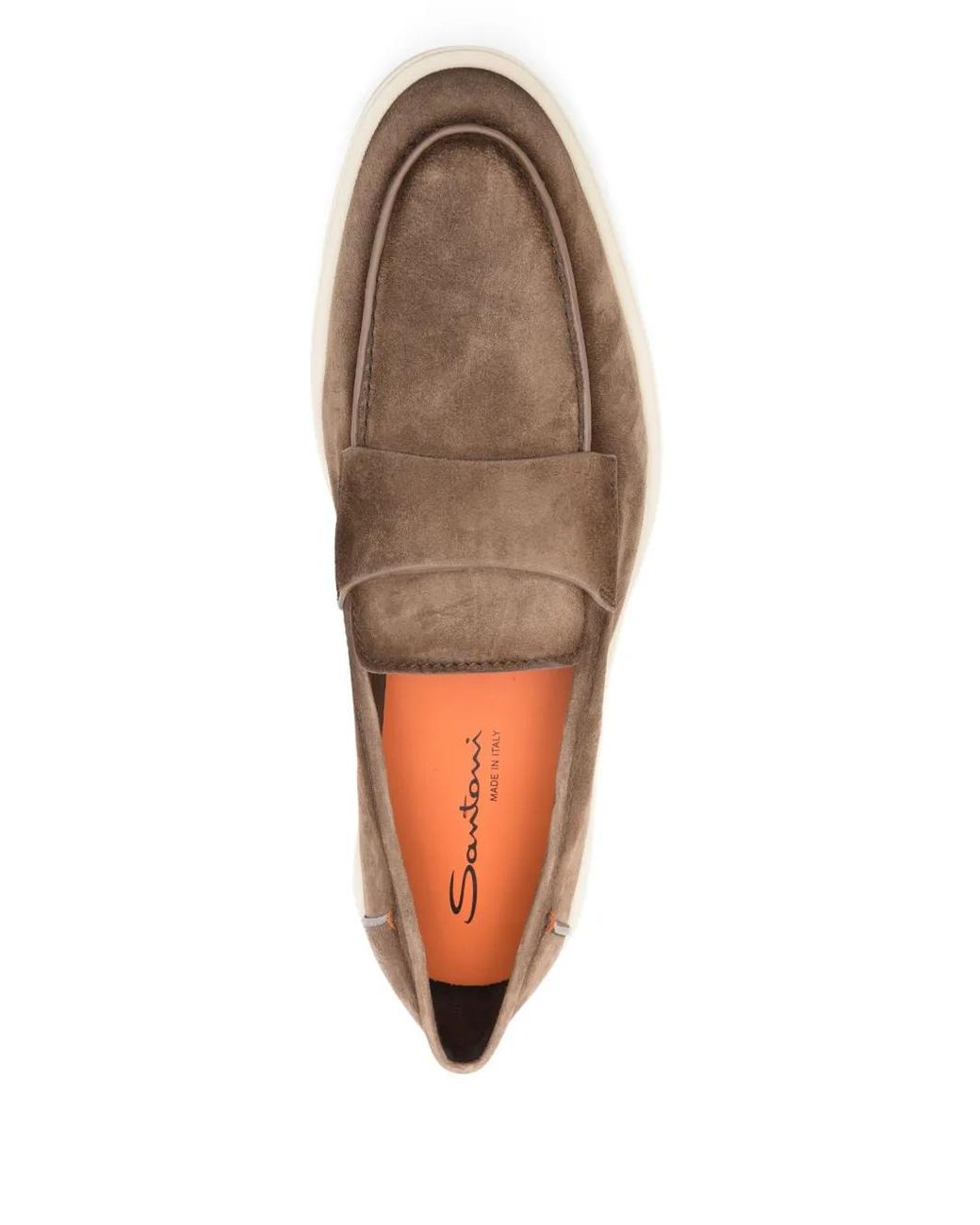 Santoni Brown Suede Loafers for men