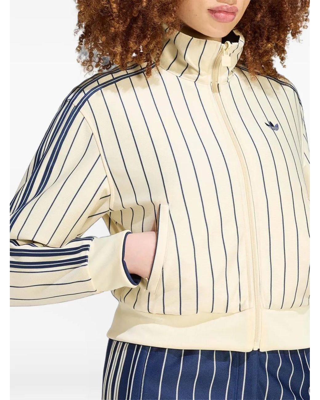 Adidas Blue Pinstripe-Print Sweater
