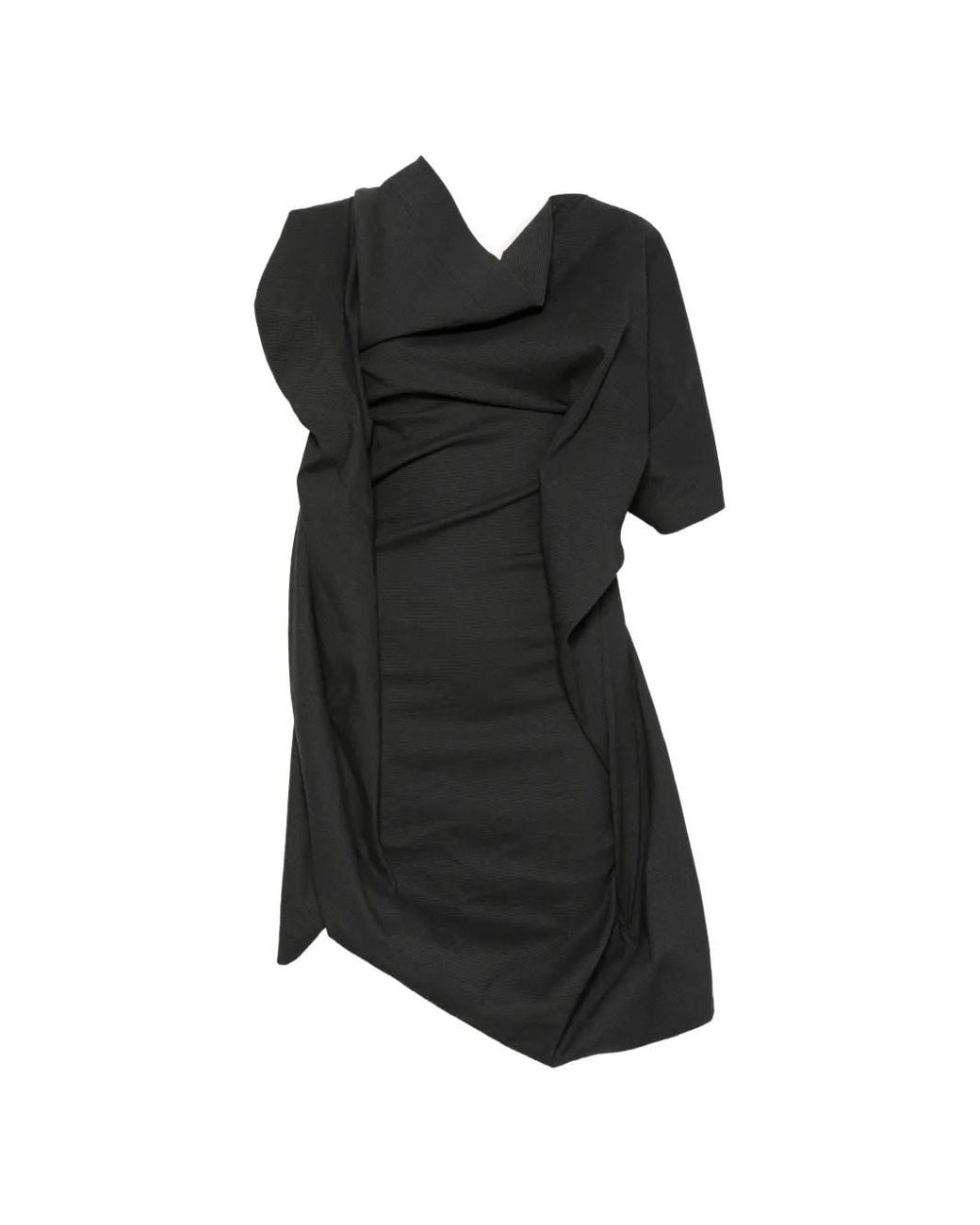 Issey Miyake Black Asymmetric Draped Dress