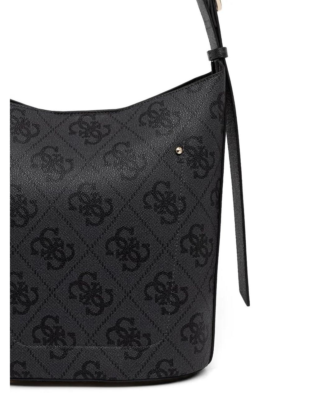 Guess Black Monogram-Print Logo-Plaque Tote Bag