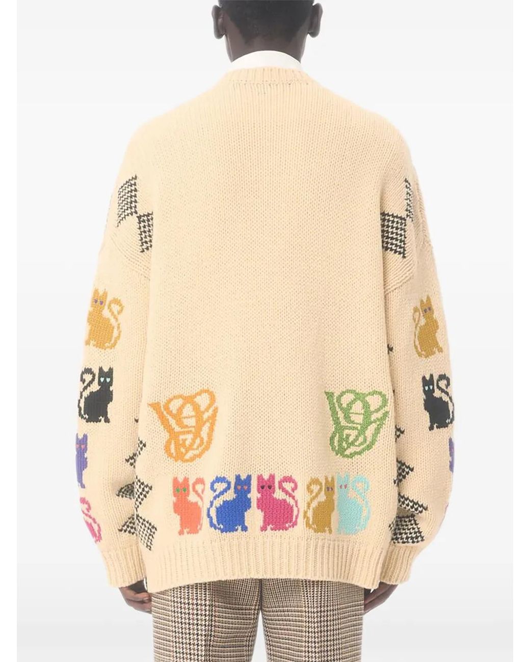 Valentino Garavani White Le Chat De La Maison Jacquard Pattern Cardigan for men