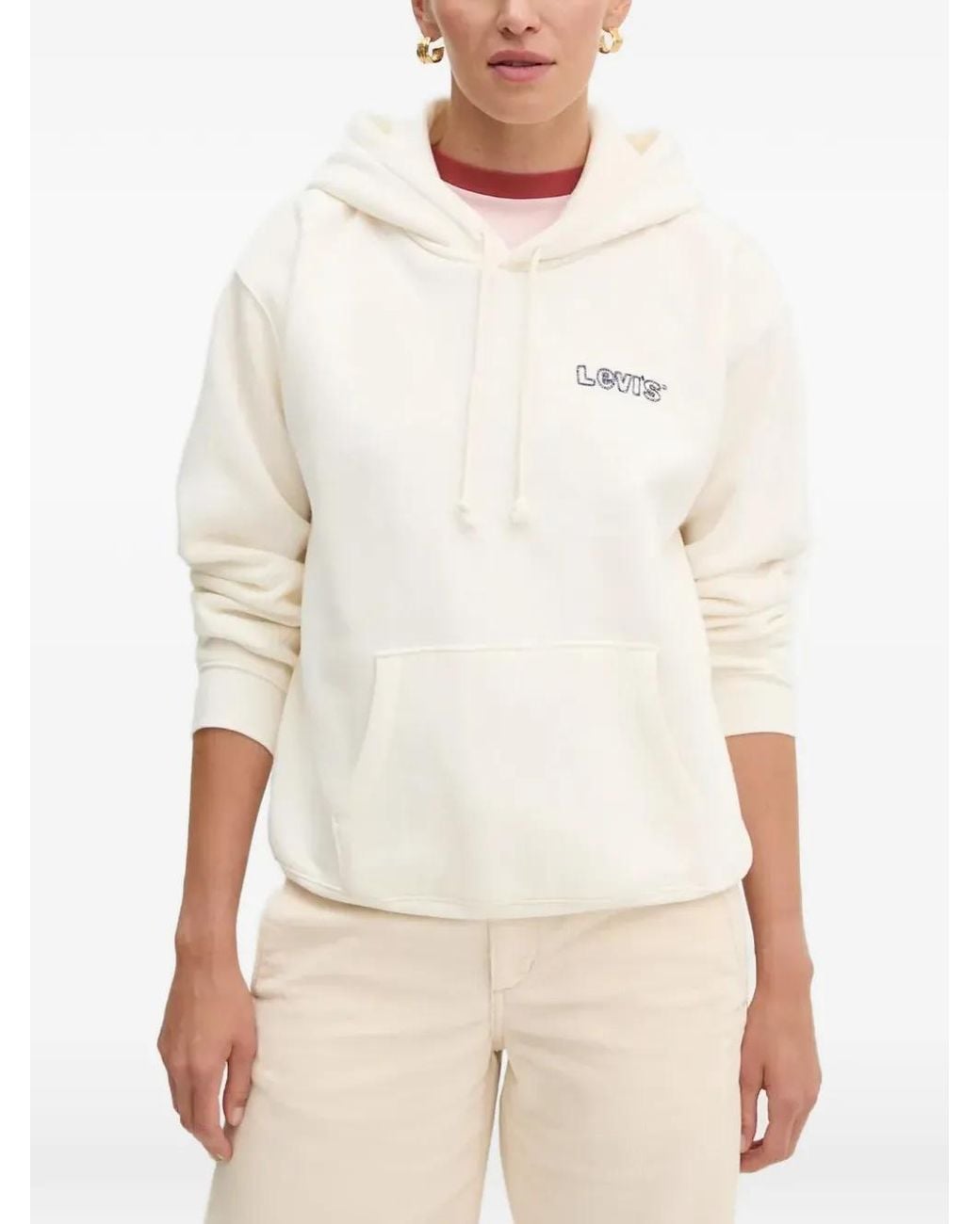 Levi's White Drawstring Hoodie