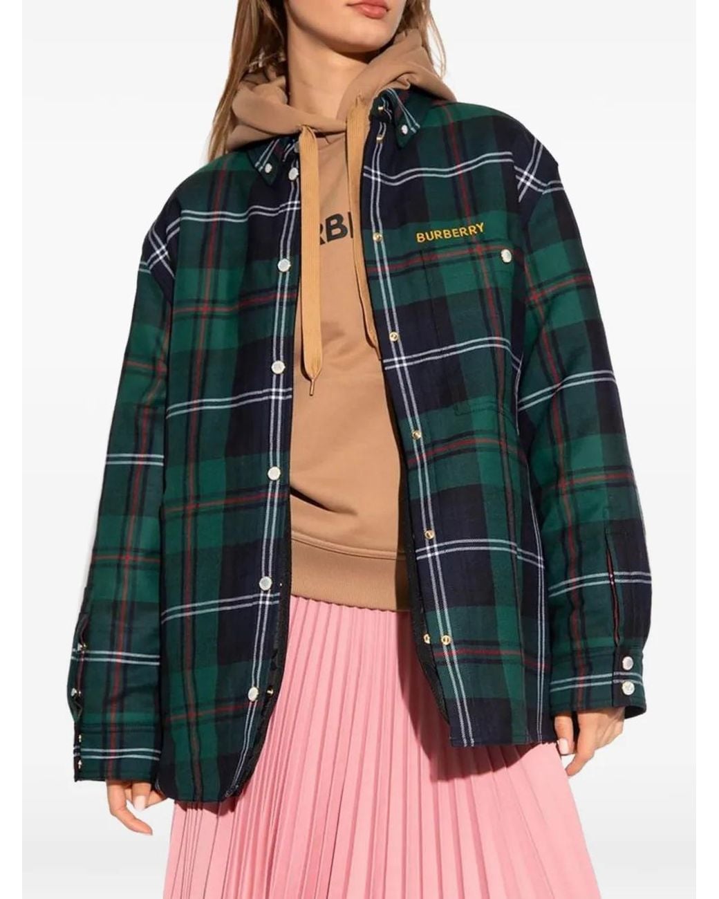 Burberry Blue Check-Pattern Wool Shirt