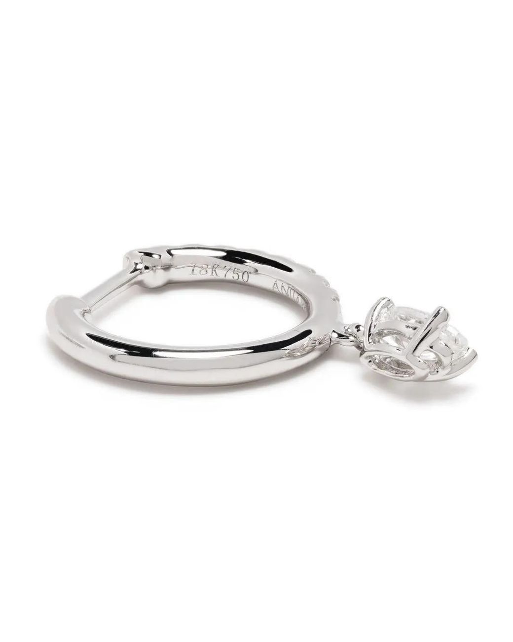 Anita Ko White 18Kt Diamond Drop Single Hoop Earring