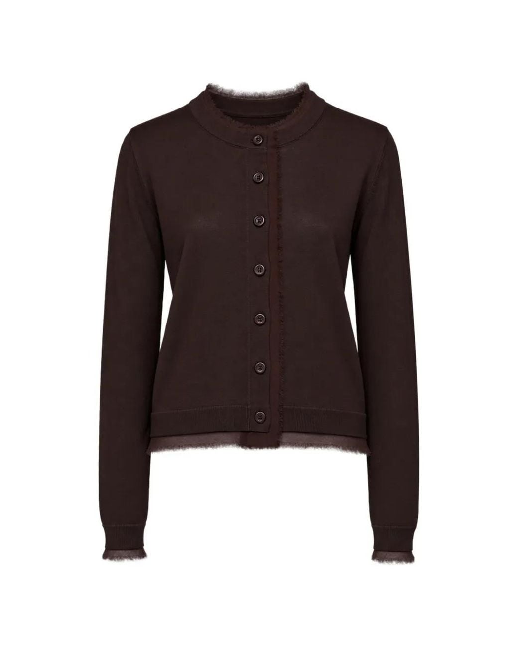Kaos Brown Raw-Edge Long-Sleeve Cardigan