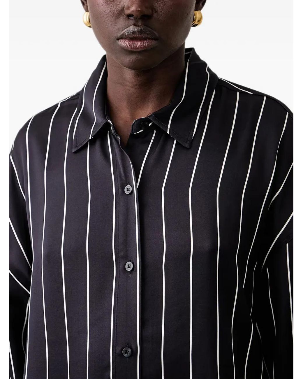 Guess Black Vertical-Stripe Shirt