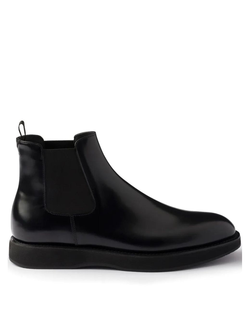 Prada Black Elasticated-Panel Leather Chelsea Boots for men