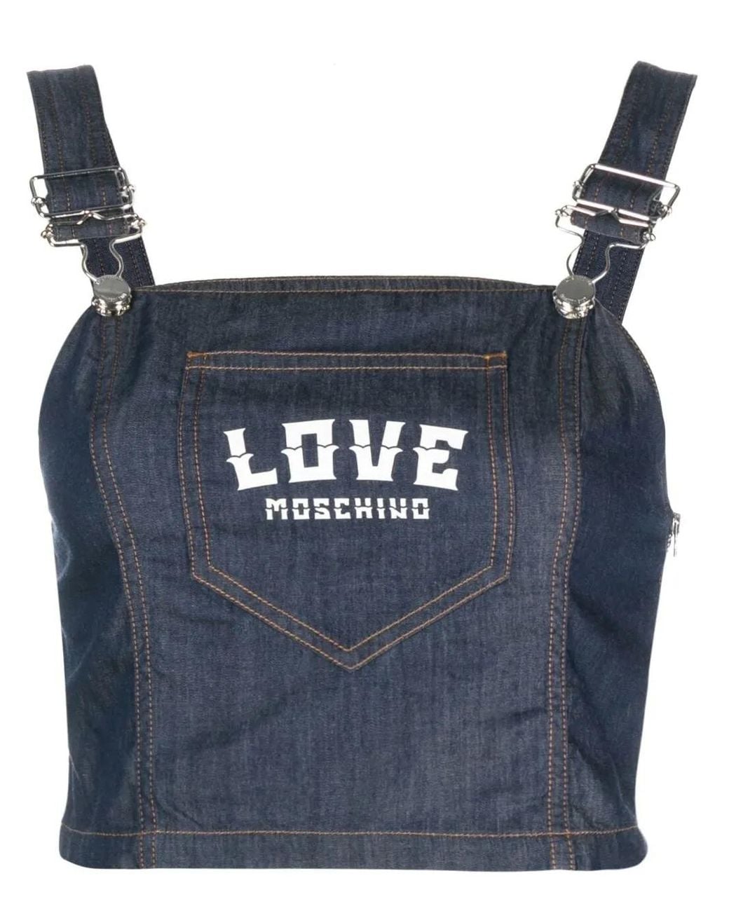 Love Moschino Blue Logo-Print Denim Top