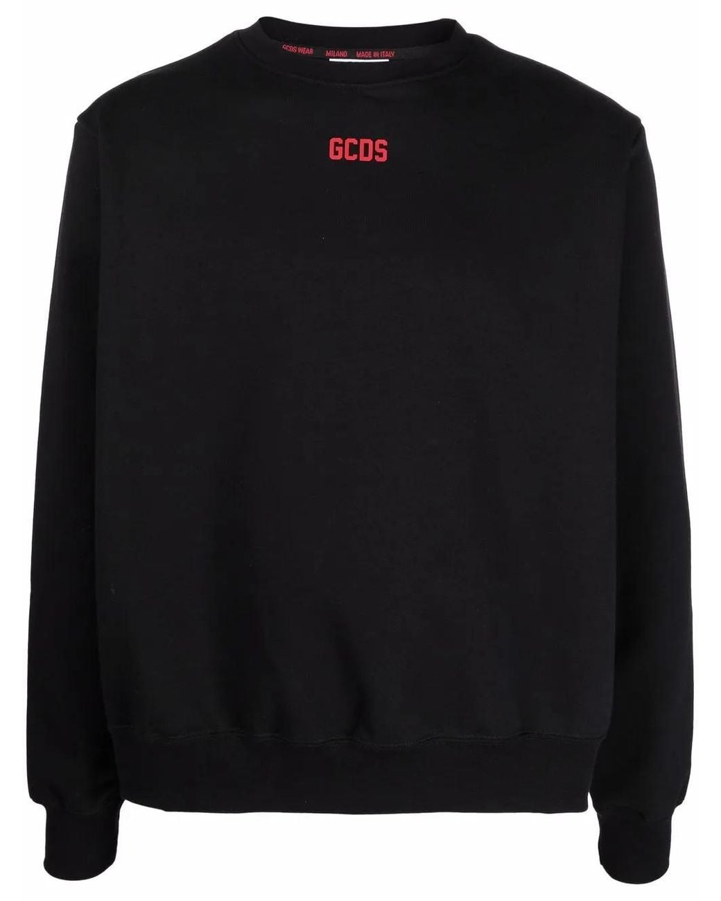 Gcds Black Logo-print Crew Neck Sweatshirt for men