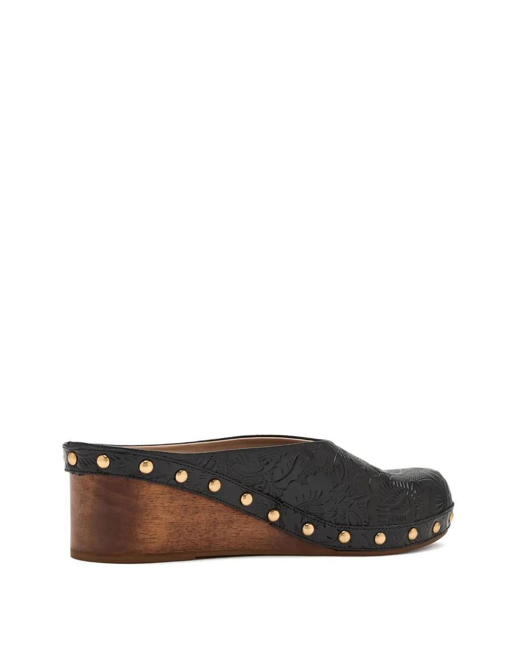 Farm Rio Black Embossed-Print Studded Mules