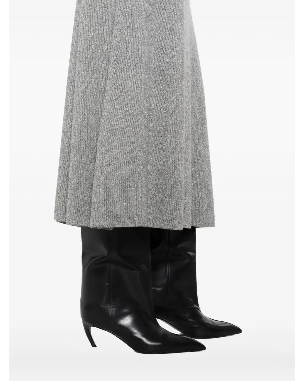 Fabiana Filippi Gray Ribbed Midi Skirt