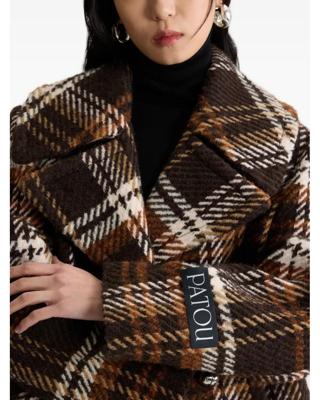 Patou Black Plaid Double-Breasted Jacket