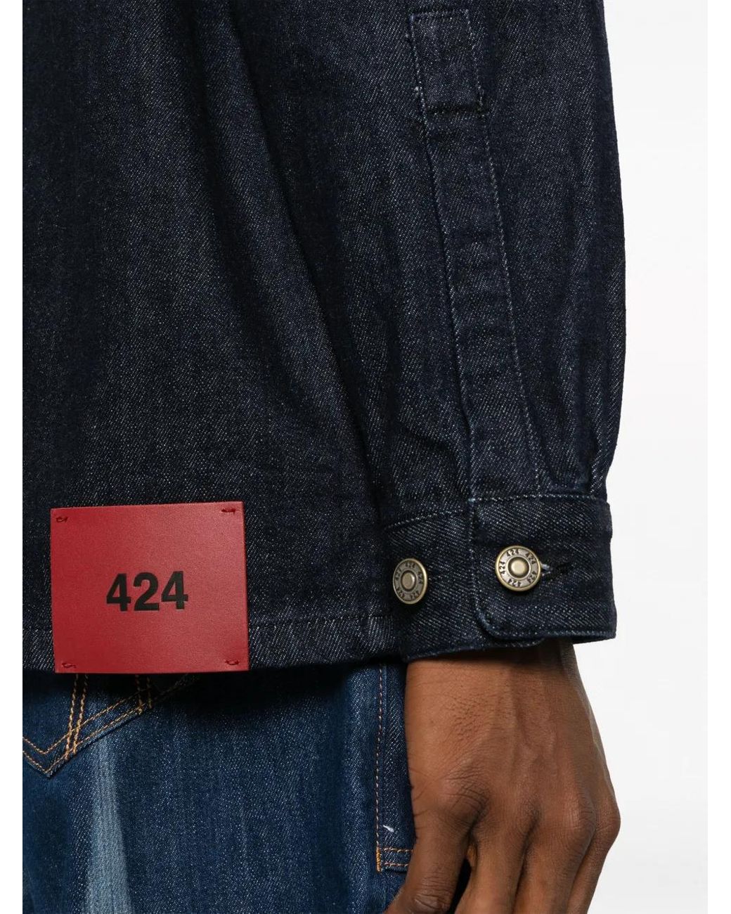 424 Blue Long-Sleeve Denim Shirt for men