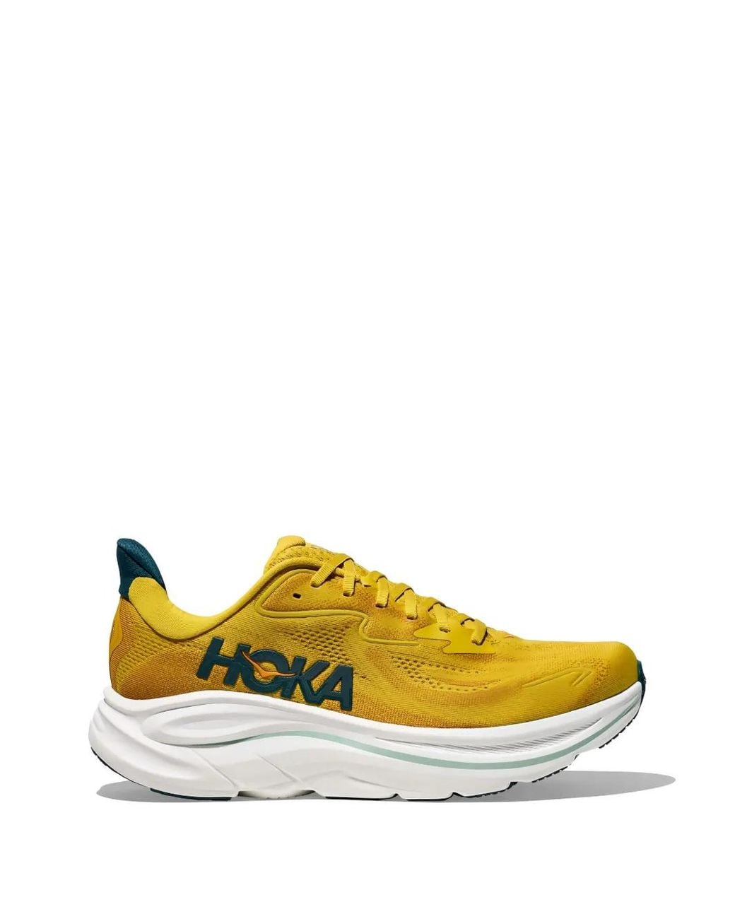 Hoka One One Yellow Clifton 10 Logo-Print Lace-Up Sneakers for men