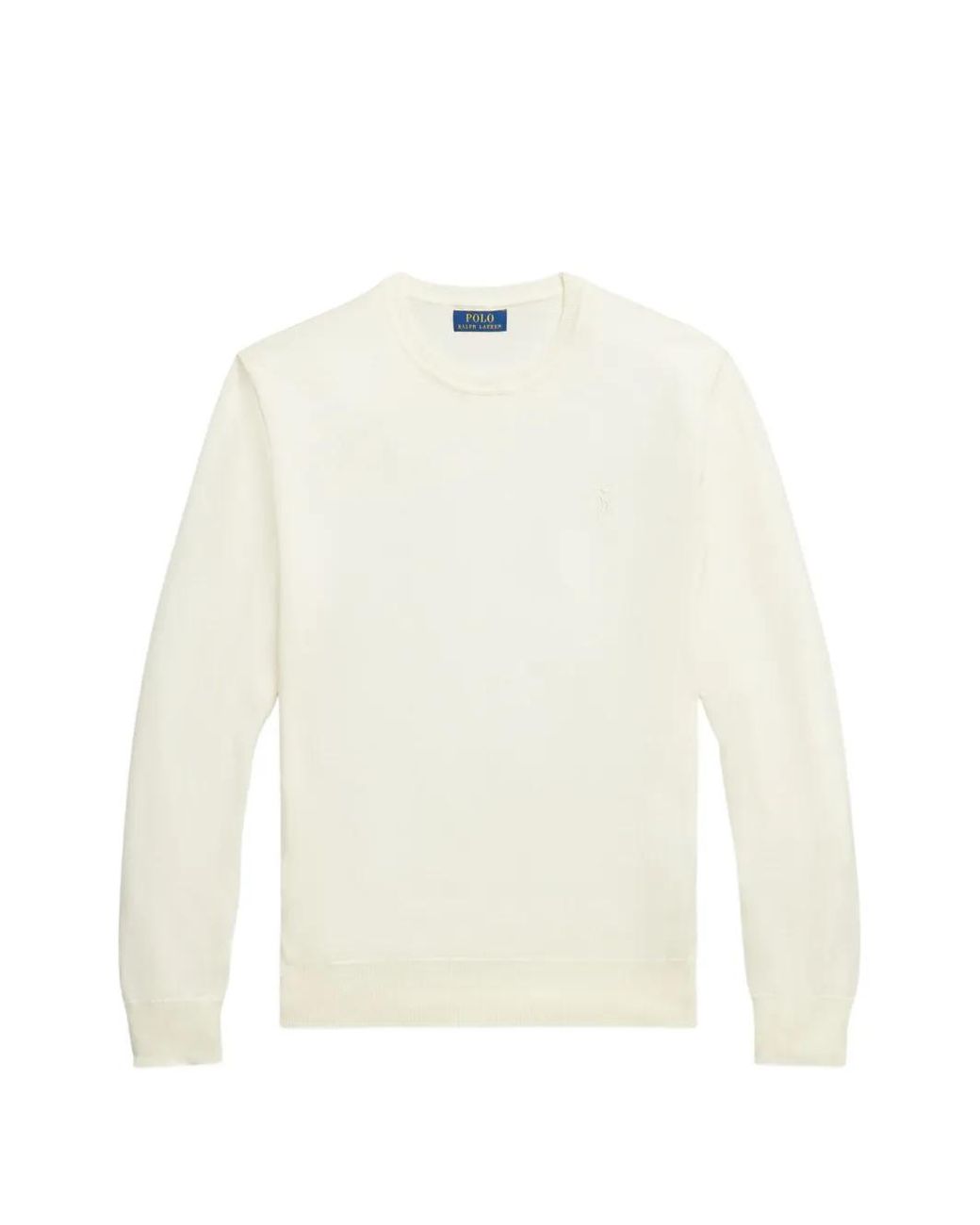 Polo Ralph Lauren White Embroidered-Logo Crew-Neck Sweater for men
