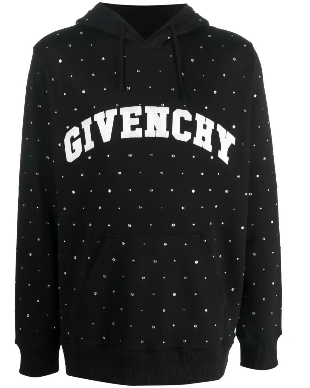Givenchy Black Logo-Print Rhinestone-Embellished Hoodie for men