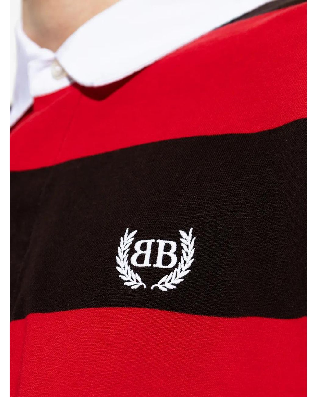 Balenciaga Red Long-Sleeve Polo Shirt for men
