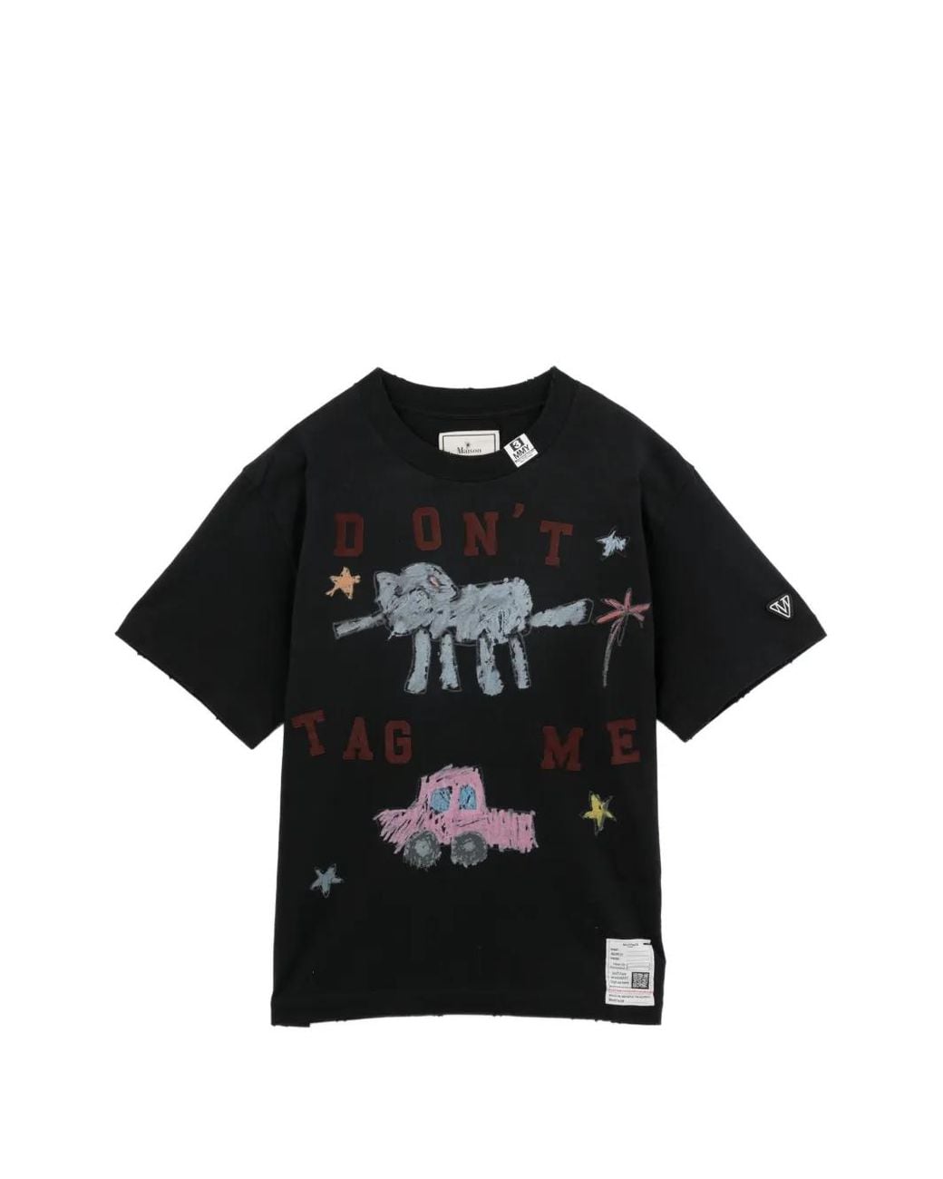 Maison Mihara Yasuhiro Black Kid Doodle Printed T-Shirt