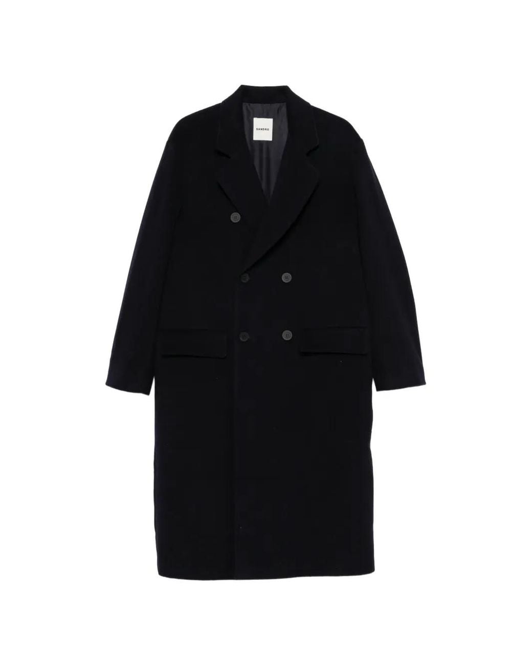 Sandro Black Double-Breasted Coat for men