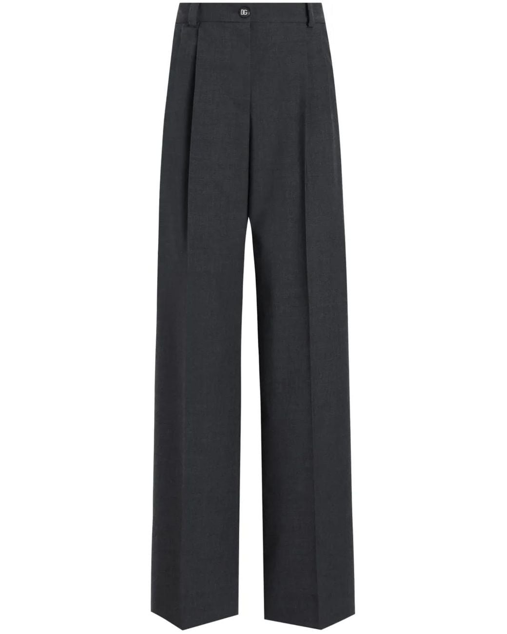 Dolce & Gabbana Blue Pressed Crease Straight-Leg Trousers