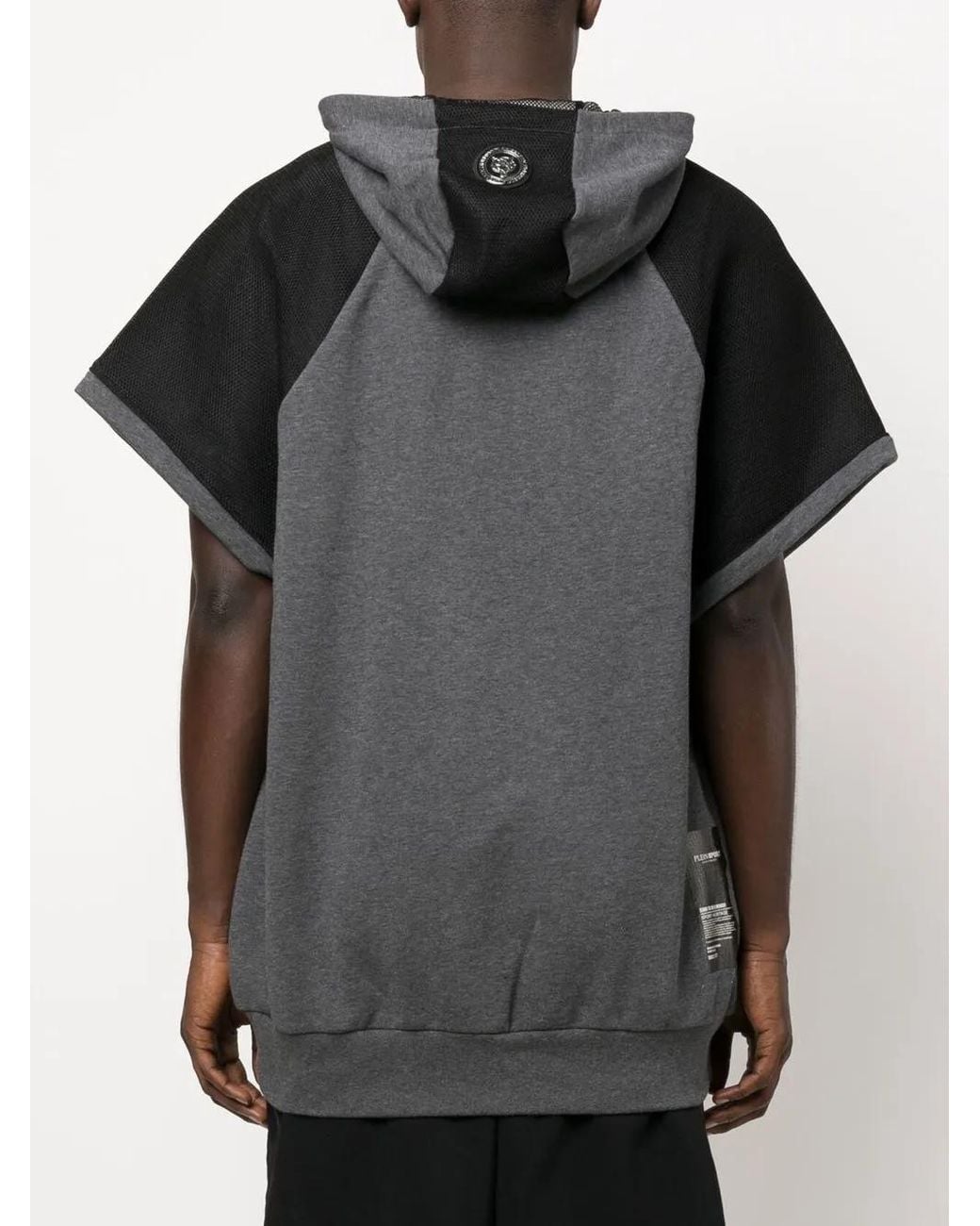 Philipp Plein Black Graphic-Print Short-Sleeve Hoodie for men