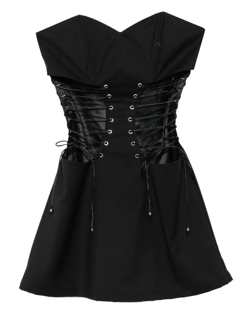 Vestiaire d'un Oiseau Libre Black Lace-Up Mini Dress
