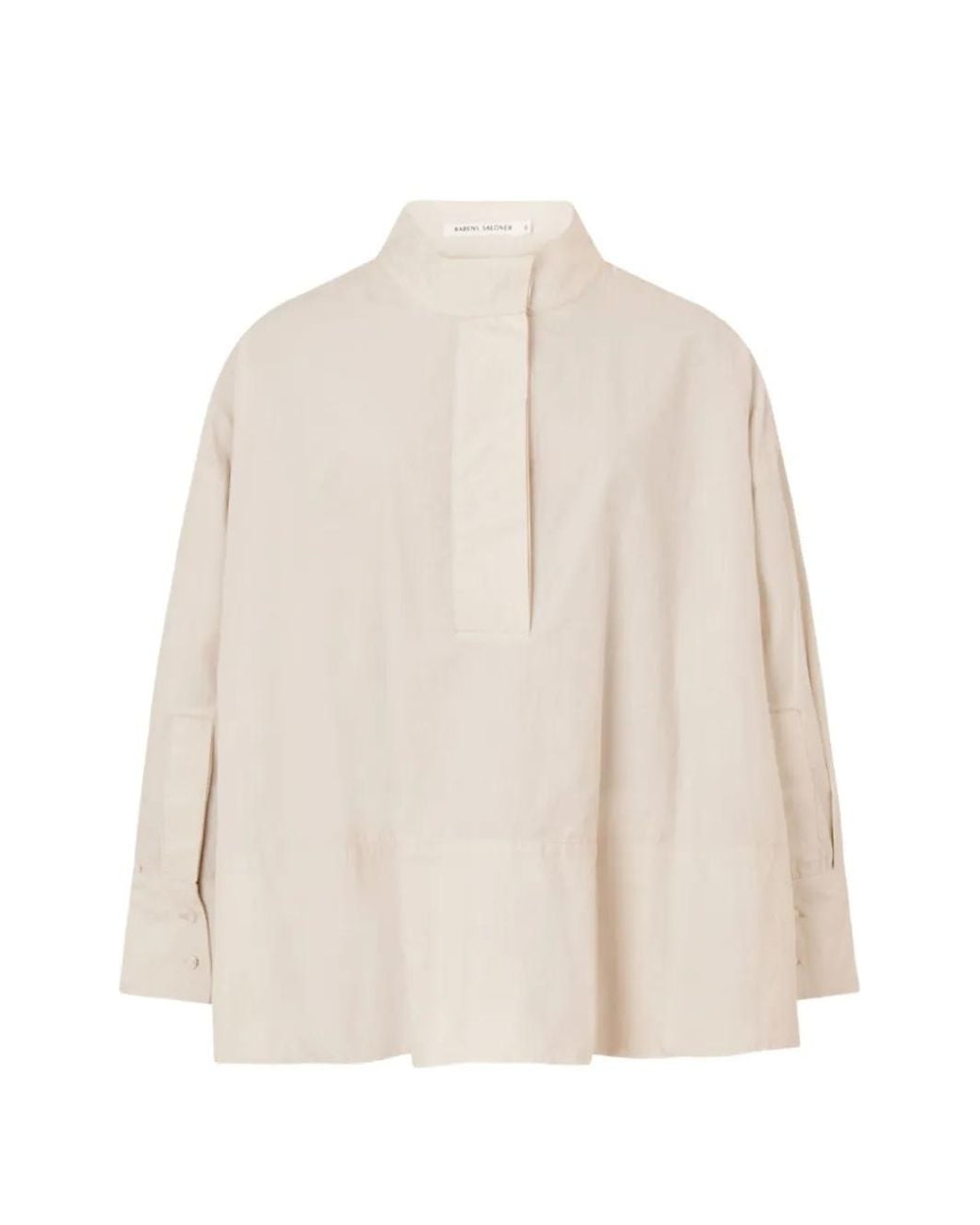 Rabens Saloner White Smea High-Neck Box-Pleat Blouse
