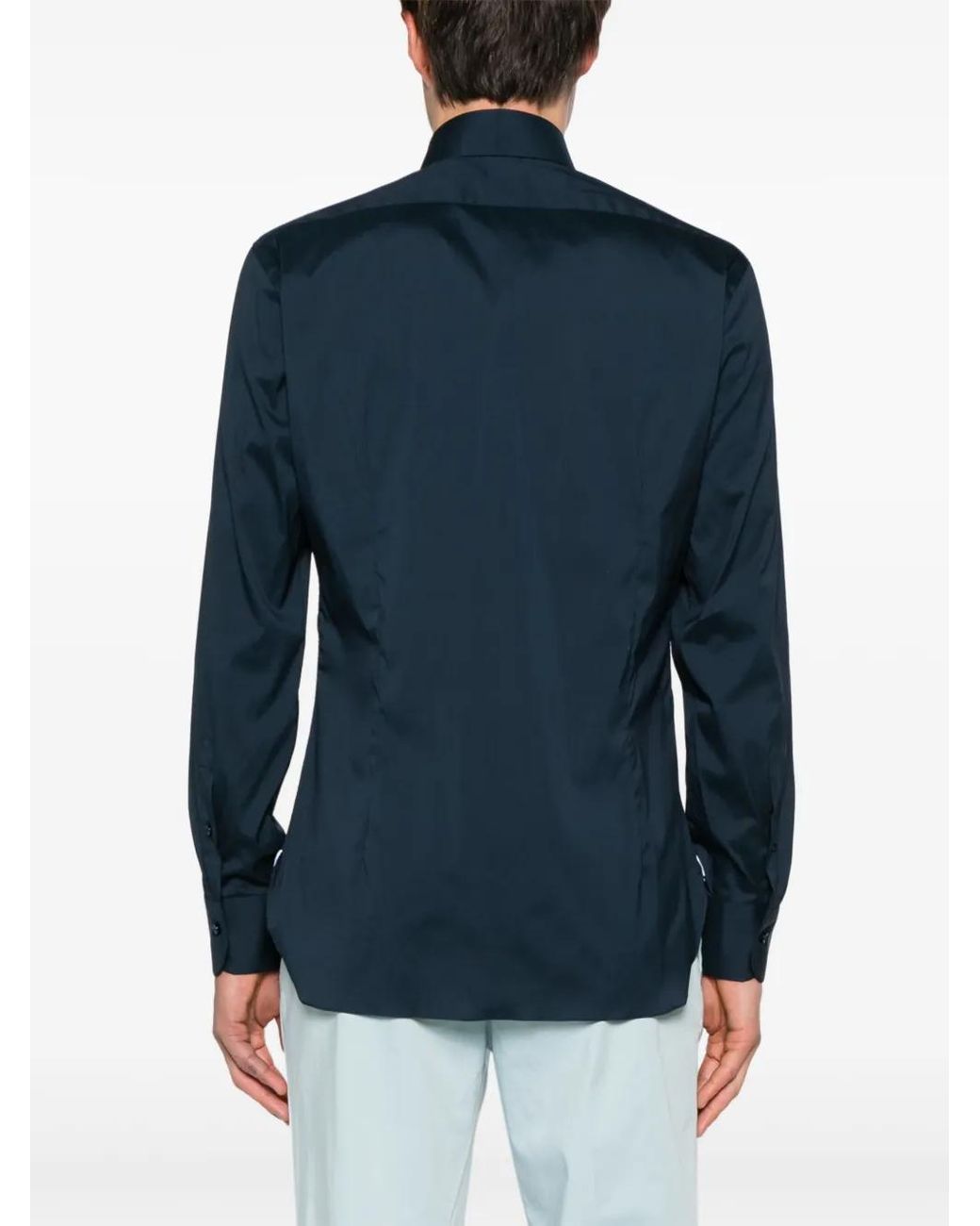 Barba Napoli Blue Spread-Collar Shirt for men