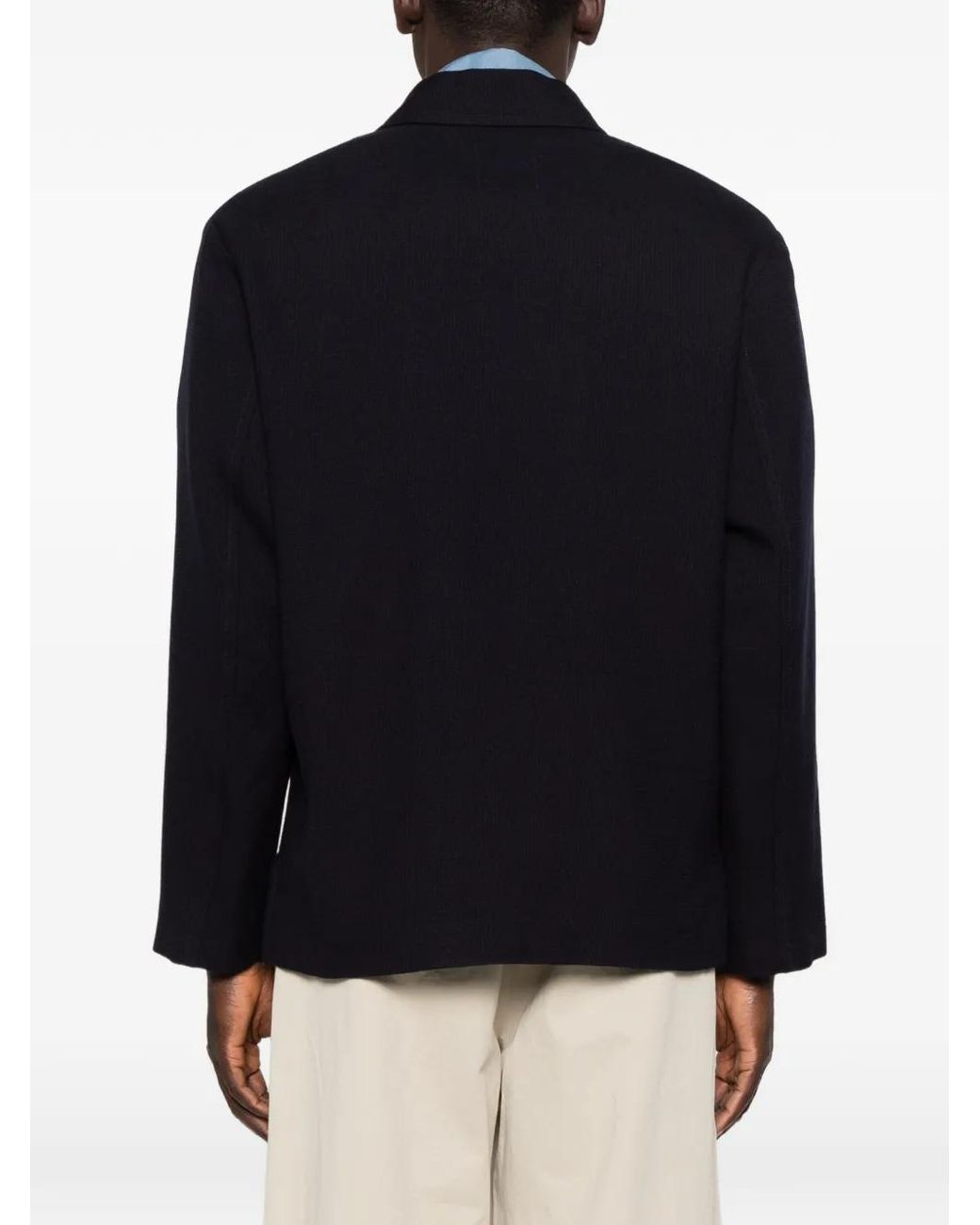 Sandro Blue Buttoned Wool Worker Jacket for men