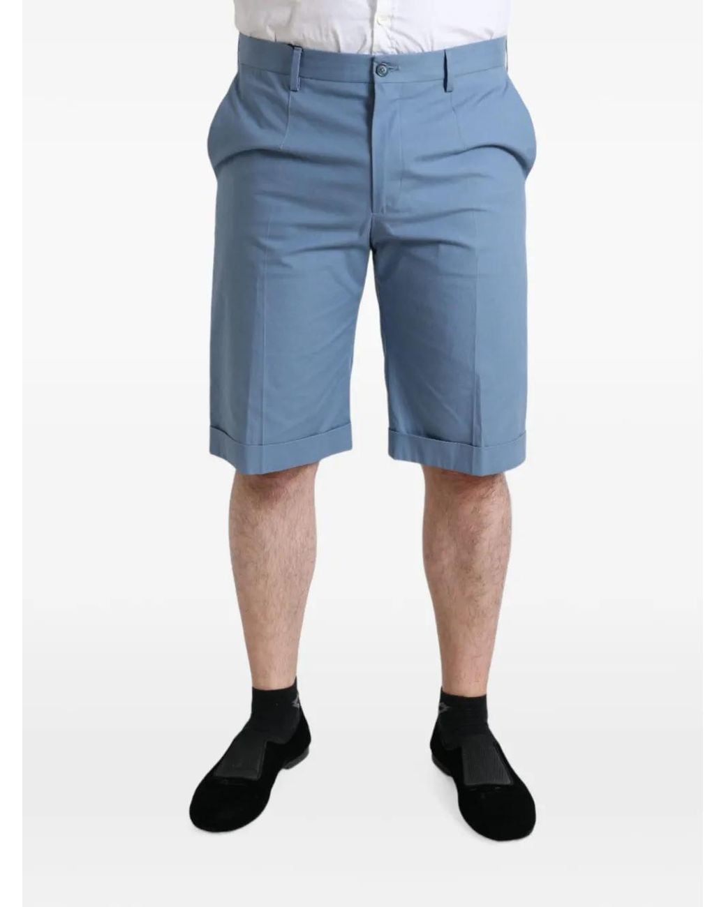 Dolce & Gabbana Blue Folded-Hem Chino Shorts for men