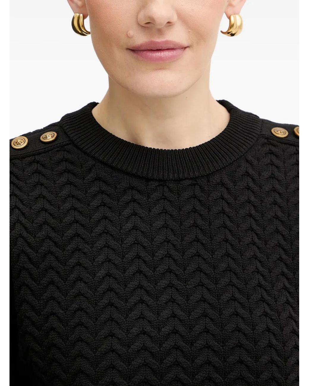 Guess Black Chevron Buttoned Sweater
