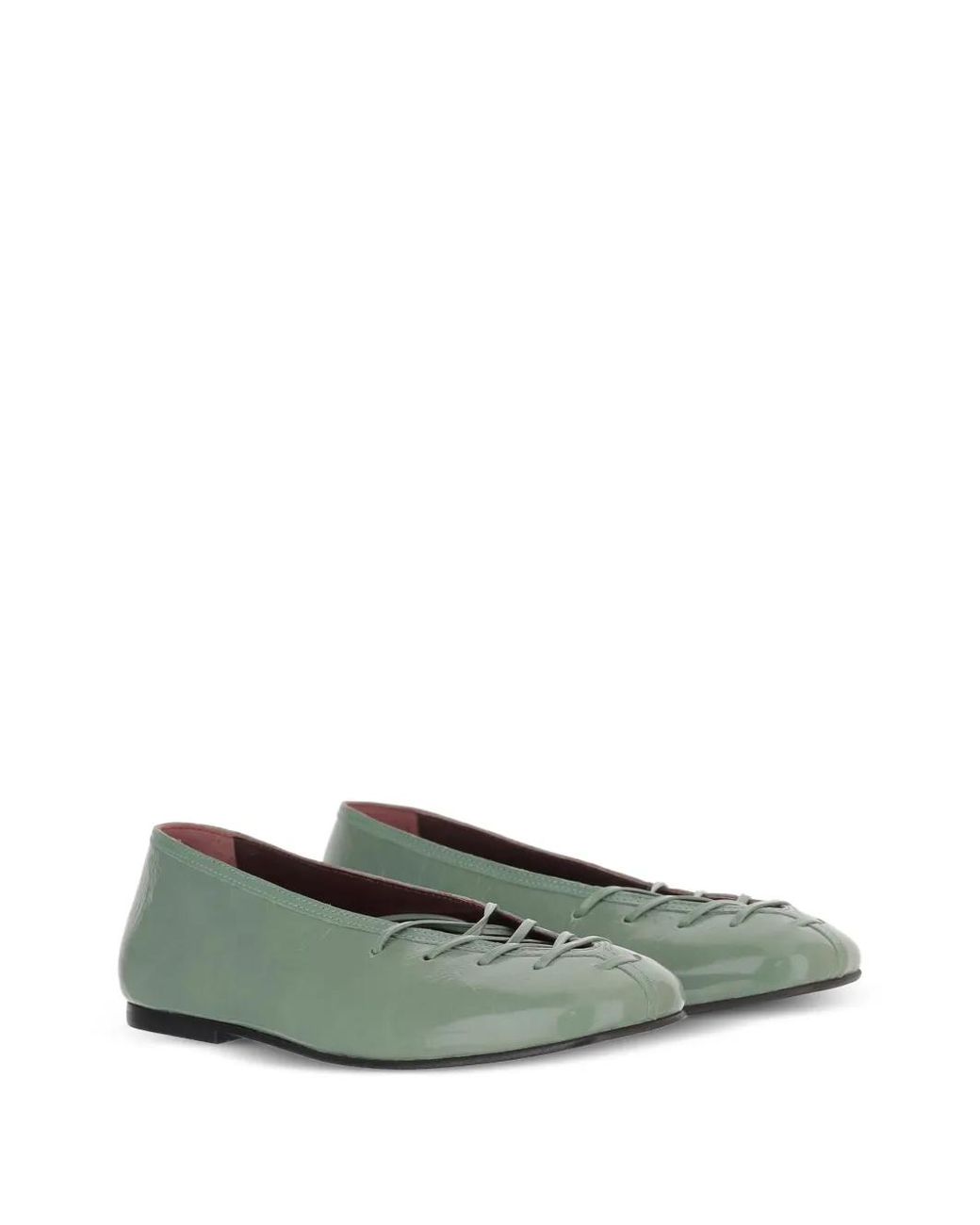 Alohas Green Leather Flat Pumps