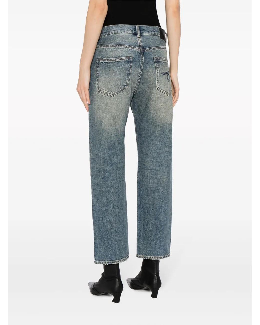 R13 Blue Cropped Wide-Leg Jeans