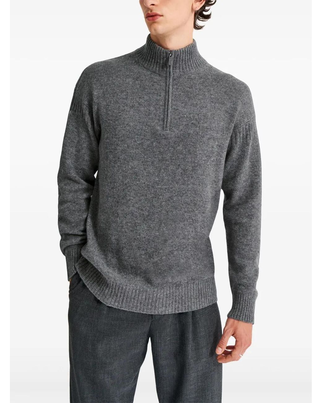 Pringle of Scotland Gray Zip Cashmere Jumper for men