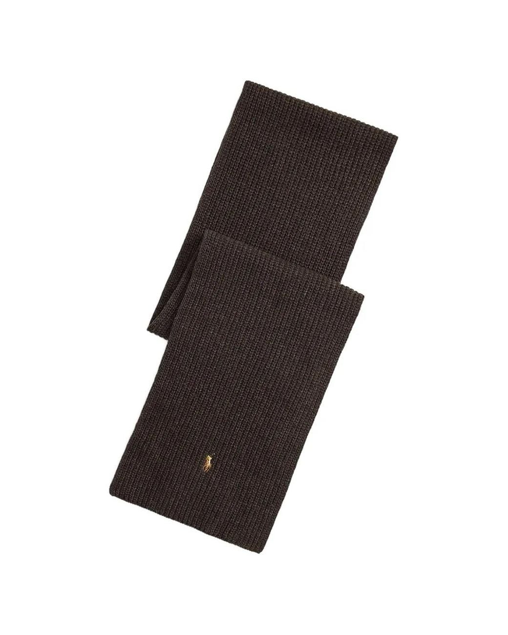 Polo Ralph Lauren Black Polo Pony Ribbed Scarf for men
