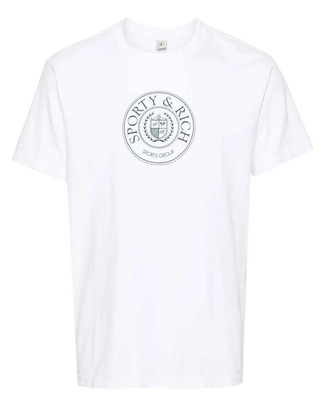 Sporty & Rich White Connecticut Crest Cotton T-Shirt for men