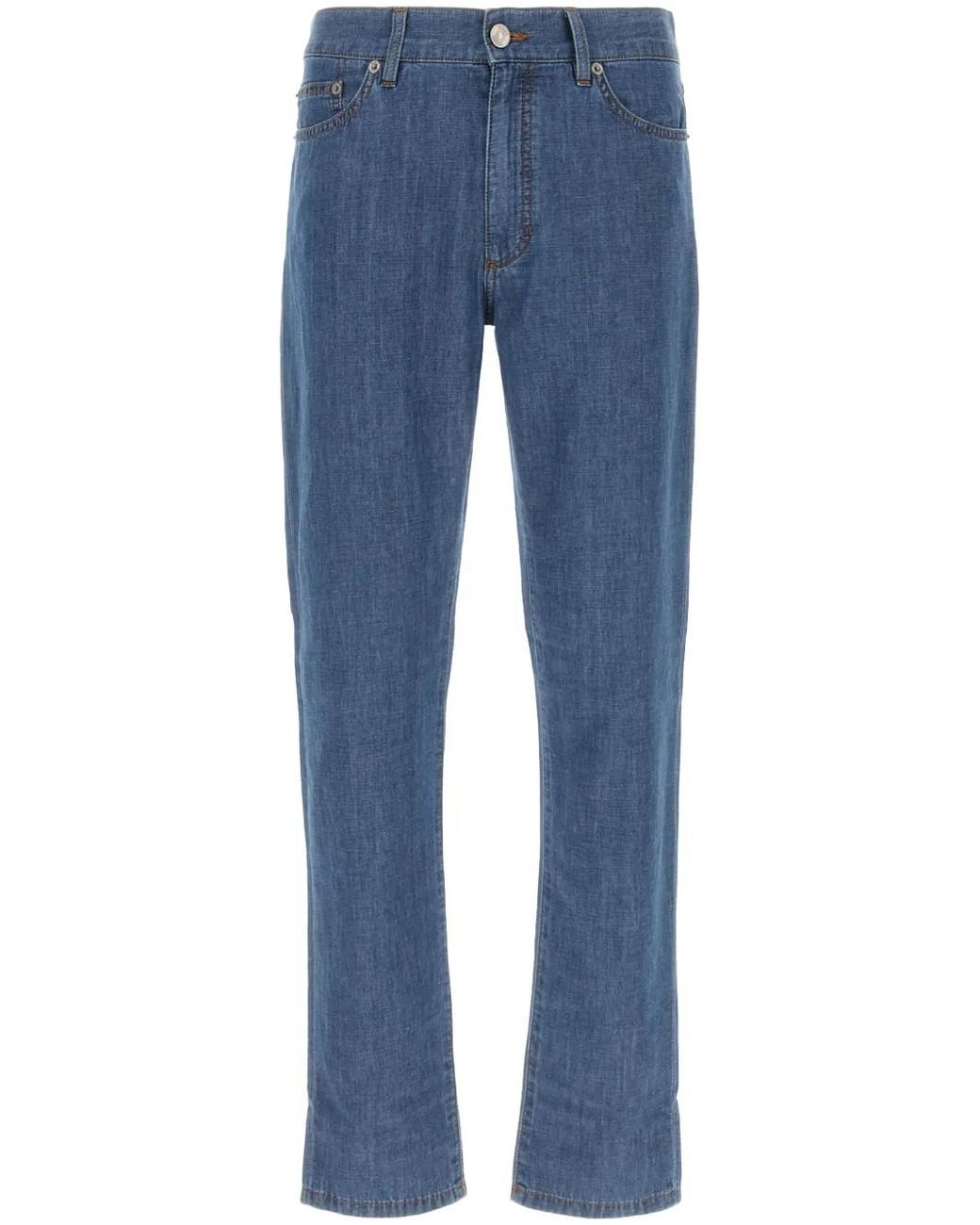 Zegna Blue Straight-Leg Jeans for men