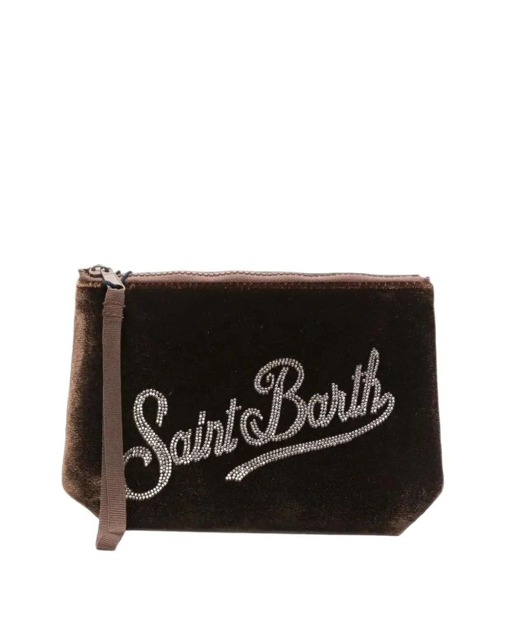 Mc2 Saint Barth Black Strass-Embellished Velvet Clutch Bag
