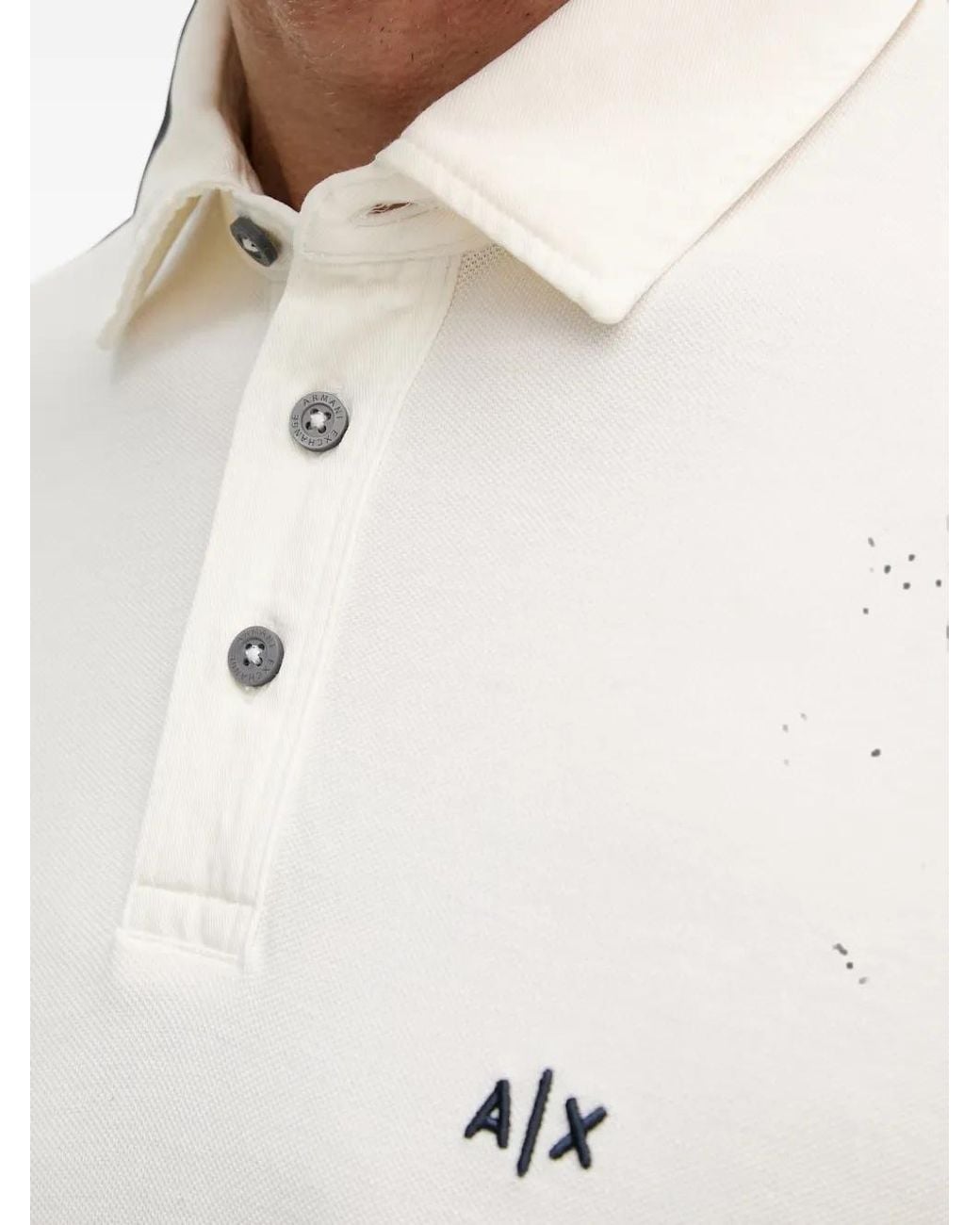 ARMANI EXCHANGE White Logo-Embroidered Piqué Polo Shirt for men
