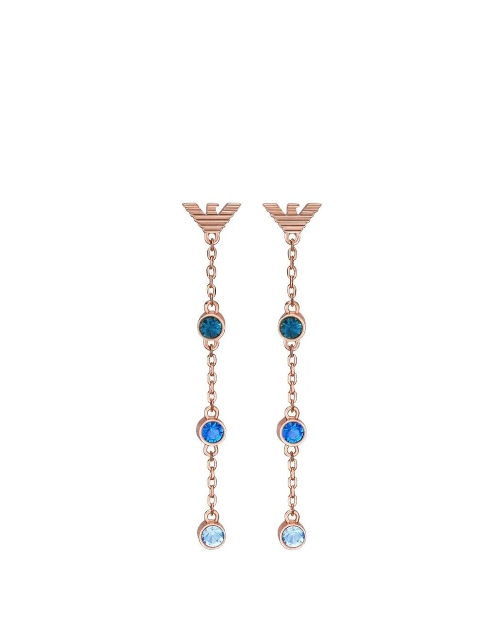 Emporio Armani White Logo-Plaque Drop Earrings