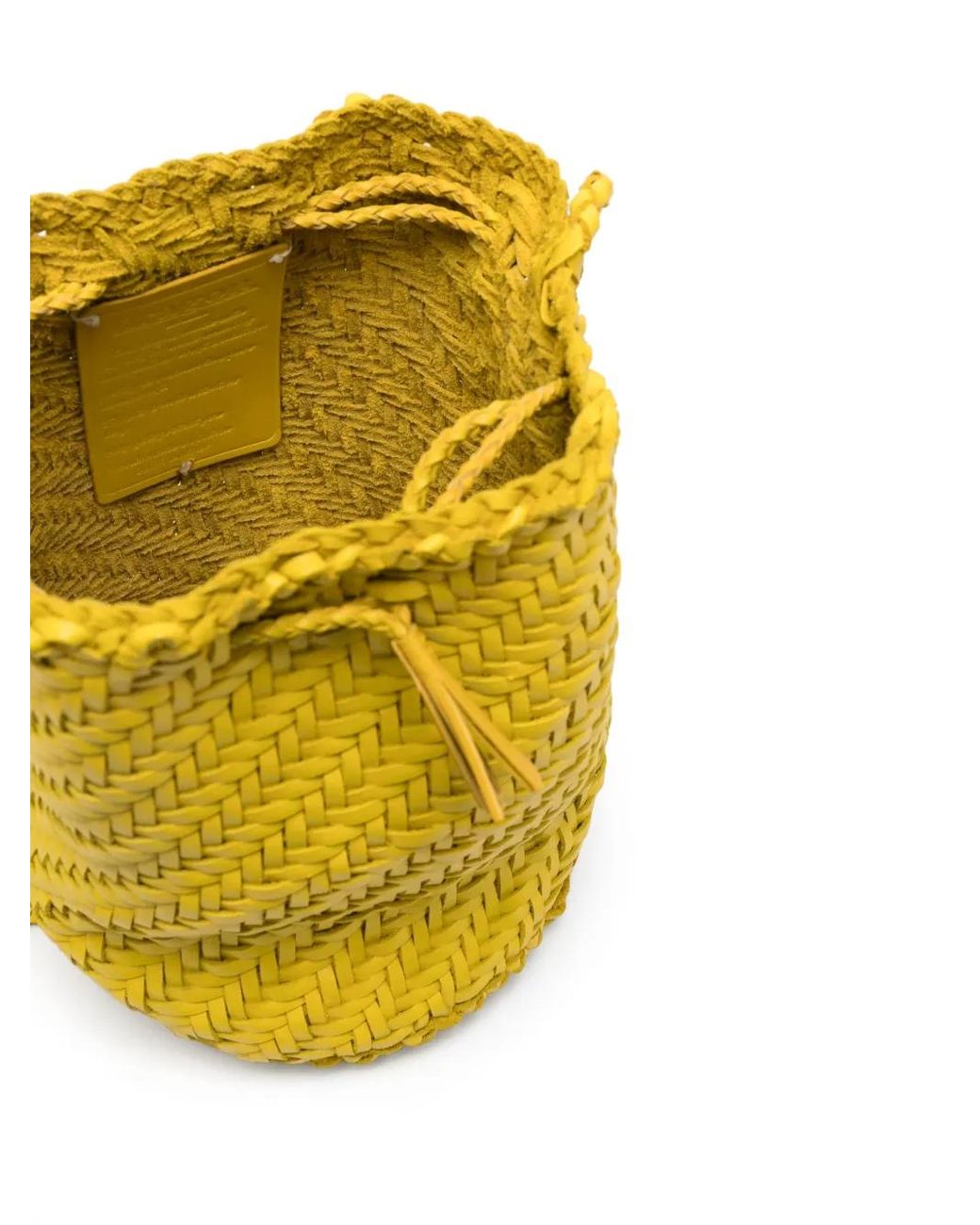 Dragon Diffusion Yellow Interwoven-Design Leather Bucket Bag