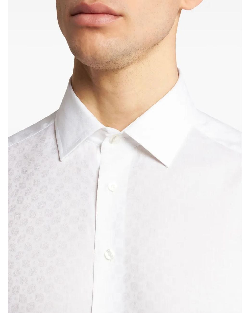 Etro White Cotton Jacquard Shirt for men