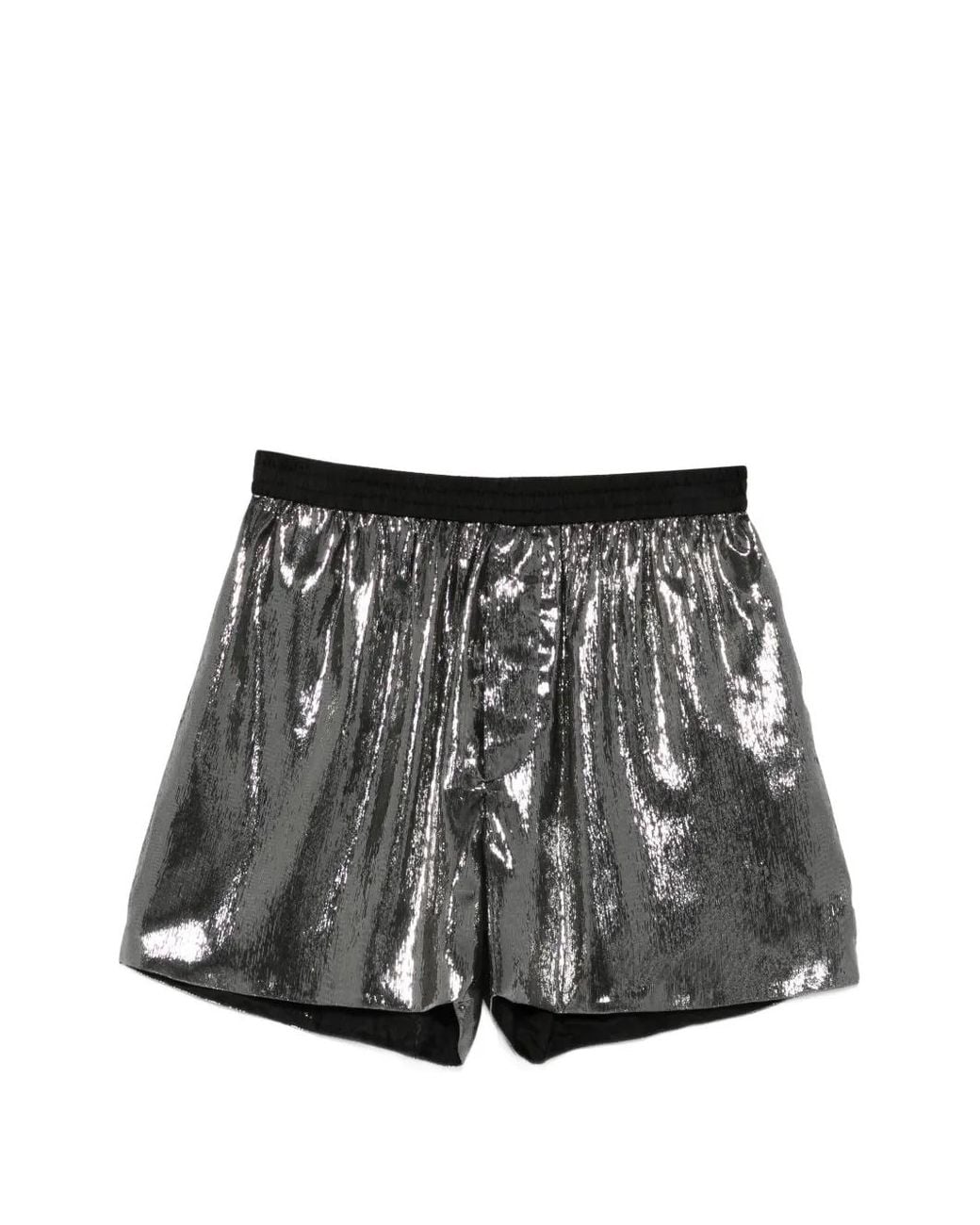 SAPIO Black Lamé-Effect Shorts