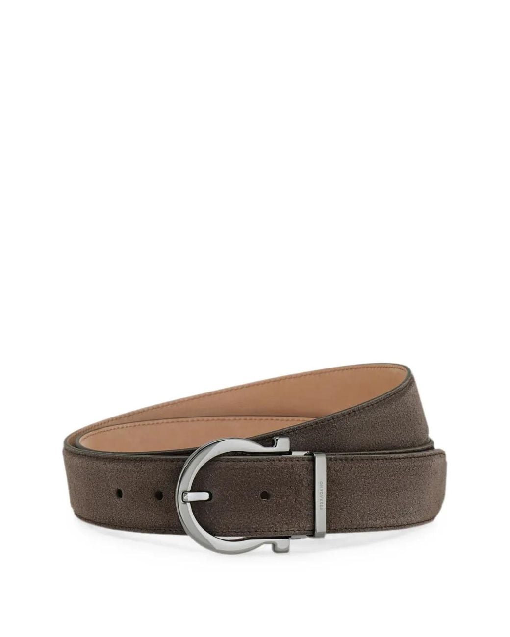 Ferragamo Brown Gancini Adjustable Belt for men