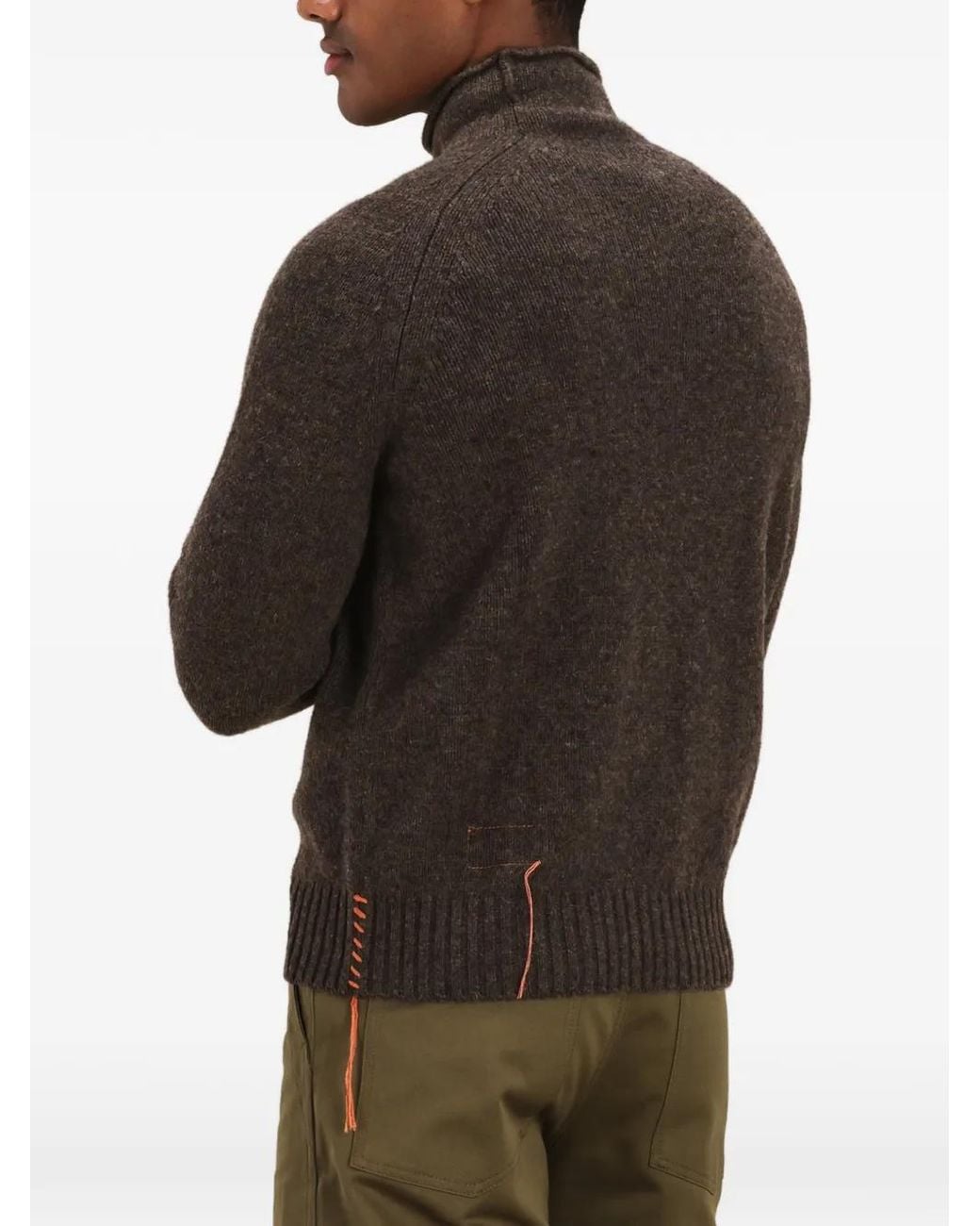 Fortela Brown Roll Neck Stitch Sweater for men