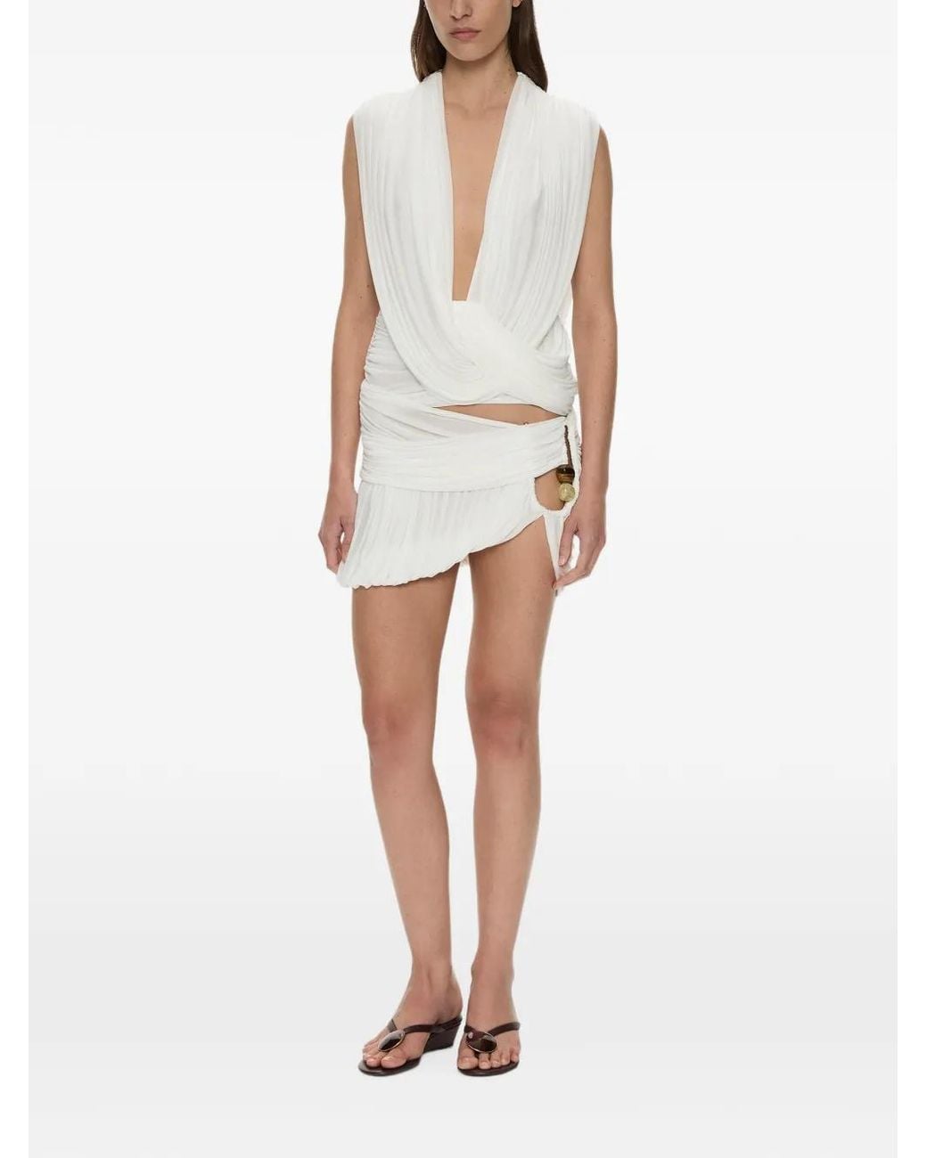 Christopher Esber White Beach Glass Pleated Mini Skirt