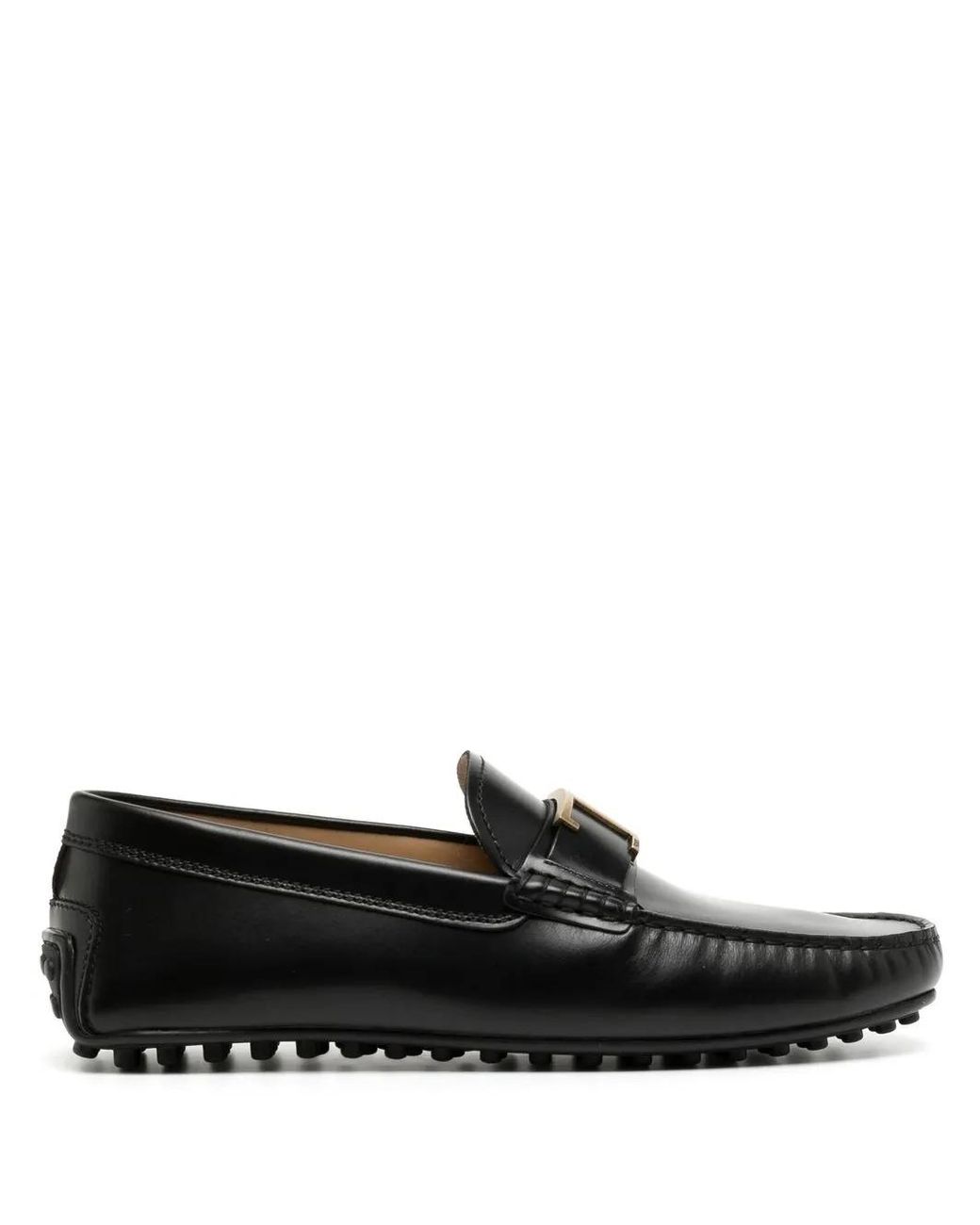 Tod's Black Logo-Plaque Leather Loafers for men