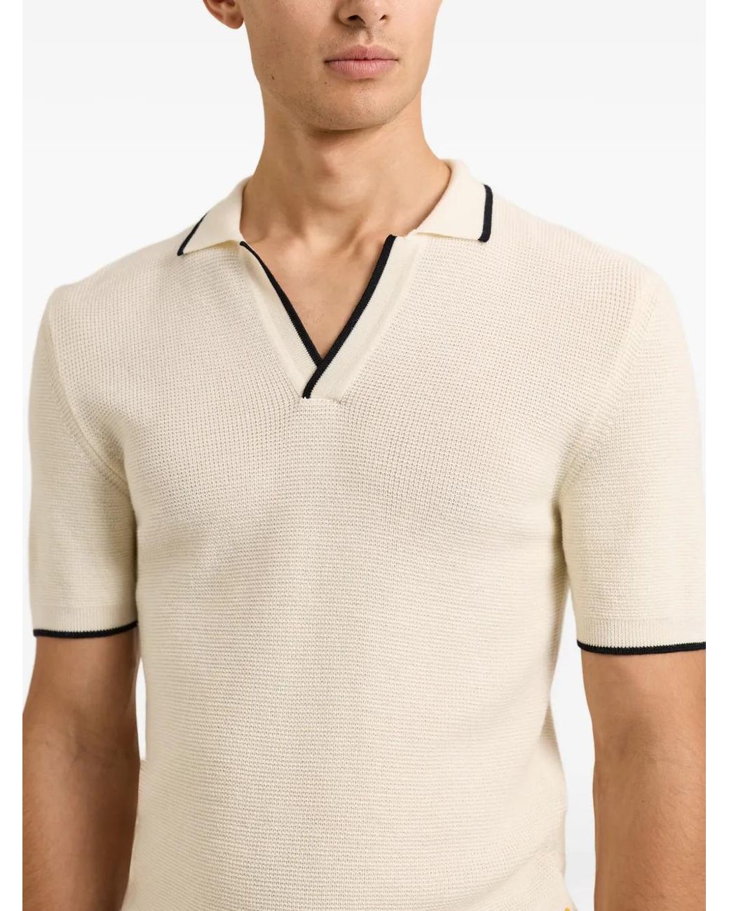 Orlebar Brown Natural Horton Striped V-Neck T-Sshirt for men