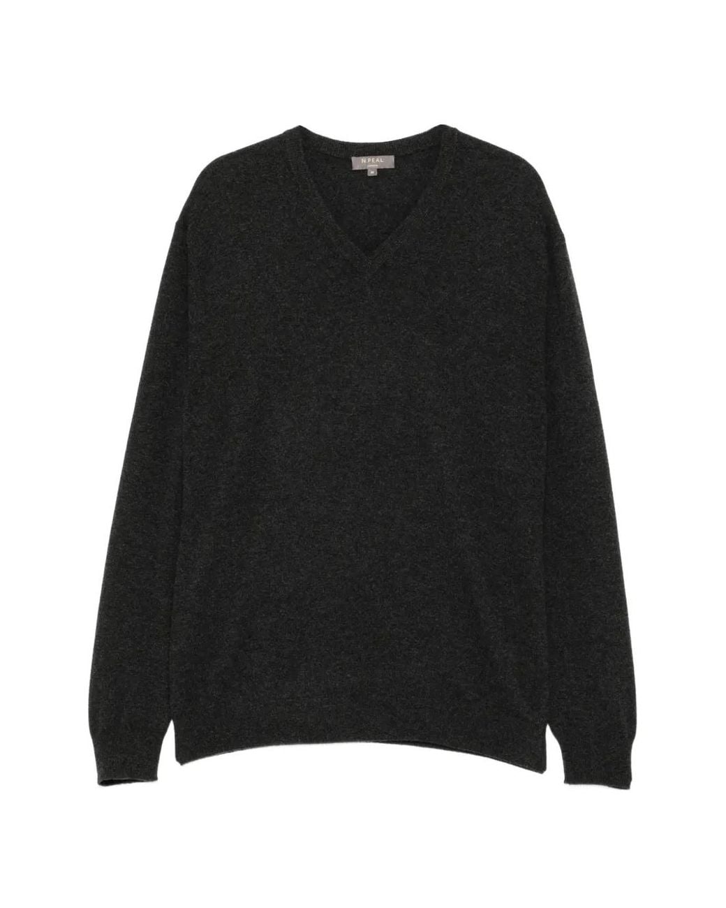 N.Peal Cashmere Black Burlington V-Neck Jumper for men