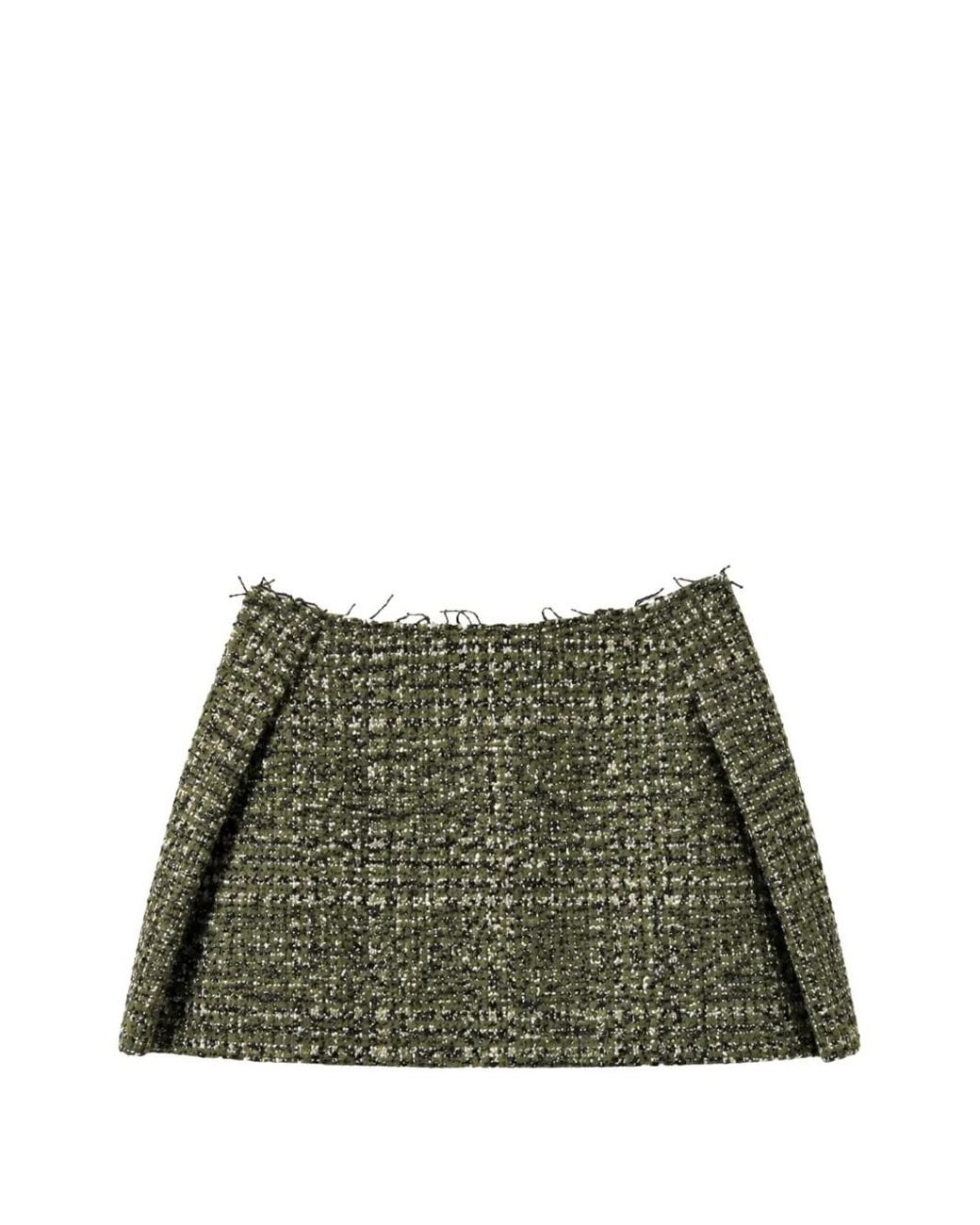 IRO Green Tweed Frayed-Edge Skorts